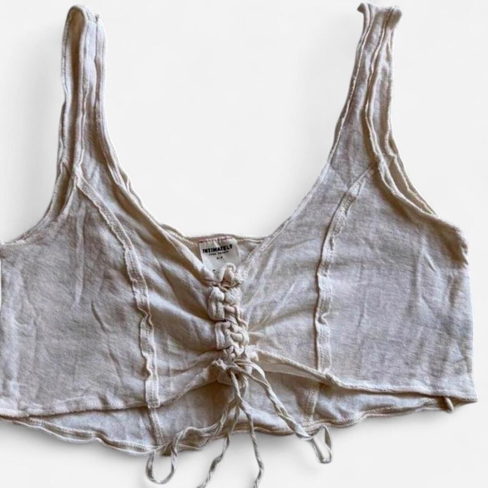 Free-people Women's Cream and Tan Crop-top